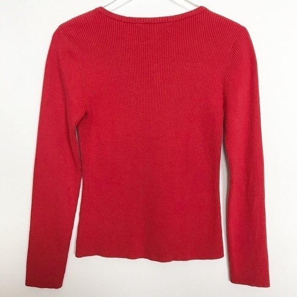 Tommy Hilfiger red ribbed pullover/logo front M - Picture 8 of 8
